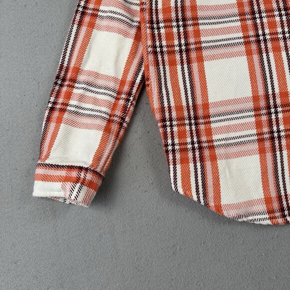 Outerknown Blanket Shirt Women’s M/L Orange Plaid Button Up Heavyweight - Picture 7 of 16